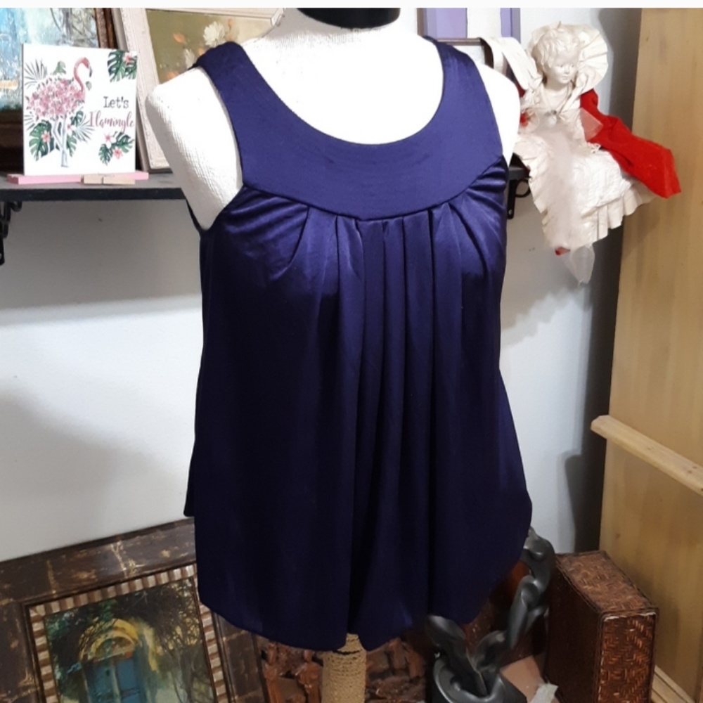 Womens Blouse Purple XHILARATION sz Med Dressy Satiny Tank Top Shirt